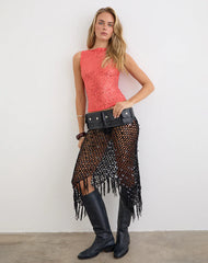 Dudley Vest Top in Sequin Knit Coral