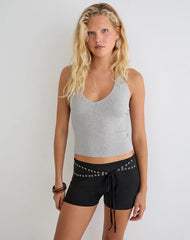 Mirelda Halterneck Top in Lurex Silver