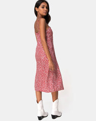 Kaoya Midi Dress in Ditsy Rose Red