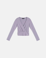 Sheon Long Sleeve Top In Rayon Jersey Grey Lavender