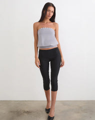 Hagar Top in Lilac Grey with Pearl Button Trim
