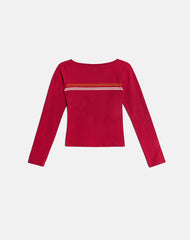 Amabon Long Sleeve Top in Adrenaline Red Stripe
