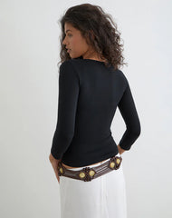 Trudis Wrap Top in Jersey Black