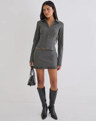 Alika Long Sleeve Top in Tailoring Slate Grey