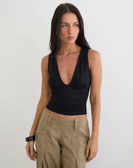 Lycia Plunge Top in Black