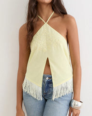 Junaya Top in Lemon with Vintage Bloom Embroidery