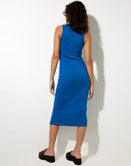 Uzma Midi Dress in Rib Aqua