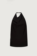 CRINKLED RAYON COWL NECK HALTER TOP