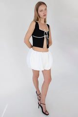 SQUARE NECK TIE FRONT KNIT TANK TOP