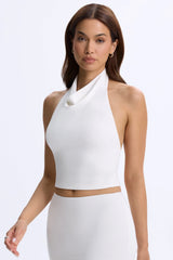 Modal Cowl-Neck Open-Back Top in White
