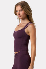Soft Active Sweetheart-Neck Tank Top in Plum