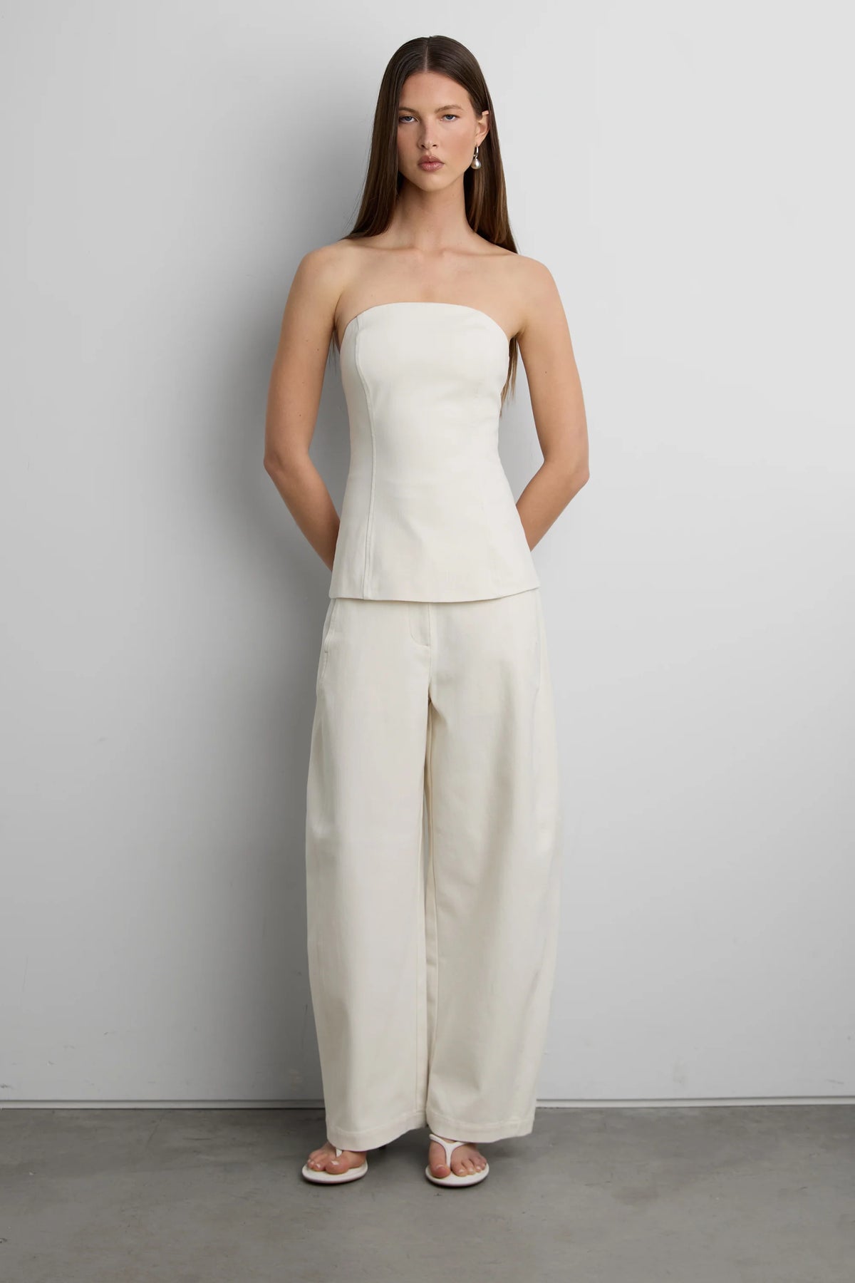 WOVEN TWILL TUBE TOP