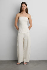 WOVEN TWILL TUBE TOP