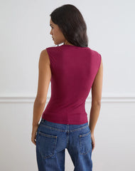 Emberly Plunge Top in Burgundy