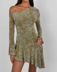Ruhato Mini Dress in Moss Petal Olive