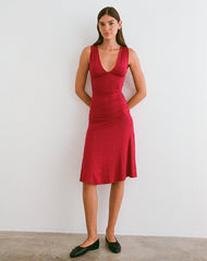 Laluma Midi Dress in Adrenaline Red