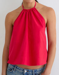 Aure Halterneck Top in Poplin Scarlet Red