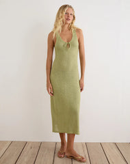 Masela Midi Dress in Sequin Knit Green