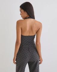 Odin Vest Top in Charcoal with Polka Pinstripe