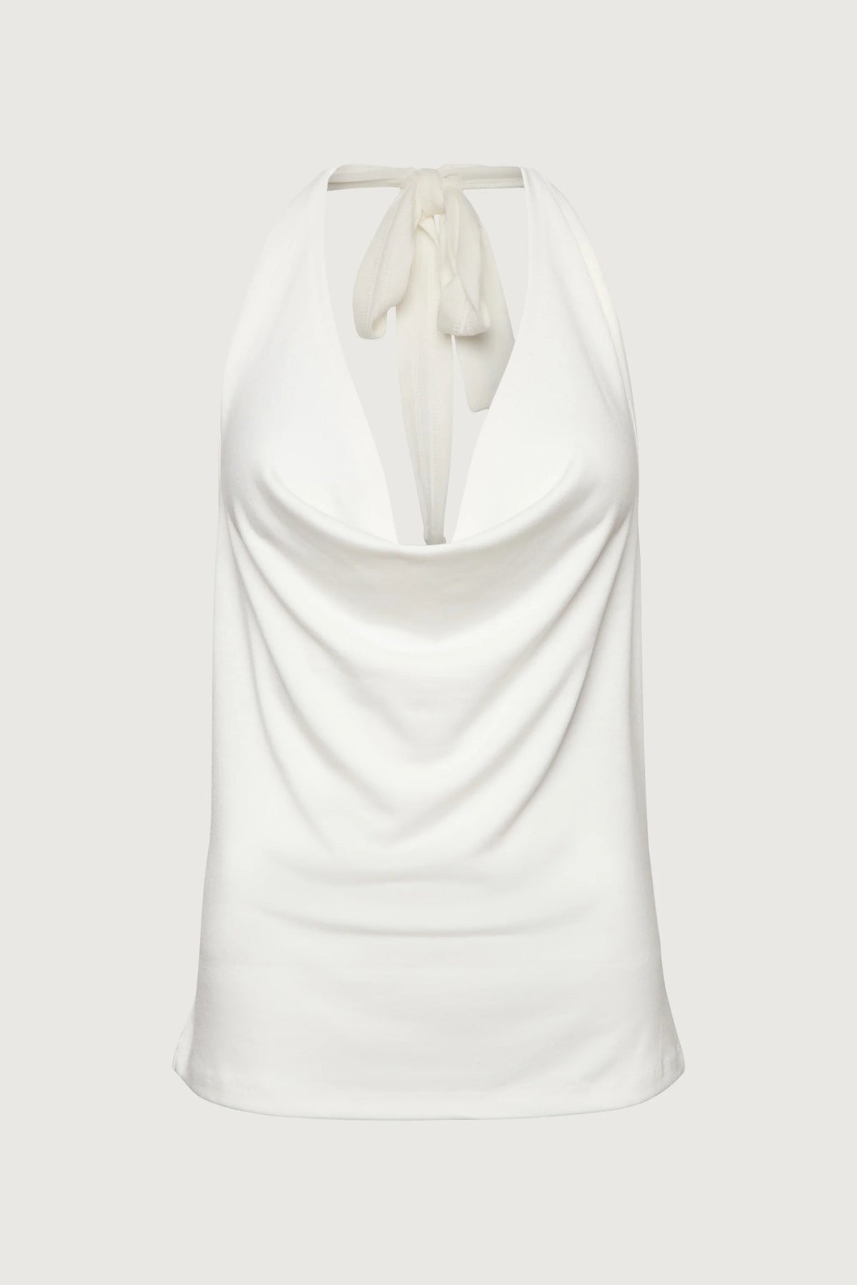 RAYON BLEND TIE NECK HALTER TOP