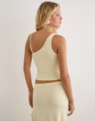 Fara Top with Beads in Jersey Lemon