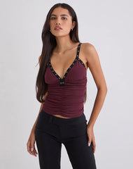 Tolani Cami Top in Heavy Mesh Wine