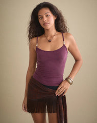 Betony Top with Beads in Cupro Deep Purple