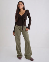 Lamae Wrap Top in Bitter Chocolate