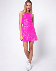 Winnie Dress in Mini Sequin Paris Pink