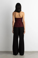 KNIT PEPLUM TUBE TOP