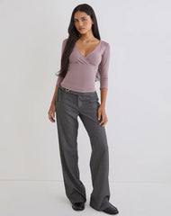 Trudis Wrap Top in Jersey Dusty Mauve