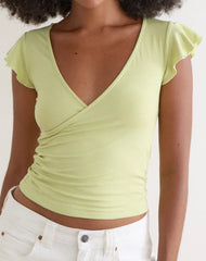 Wilkes Wrap Top in Jersey Pistachio