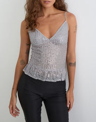 Karka Cami Top in Drape Sequin Grey