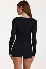 ButterCloud™ Tie-Front Top in Black