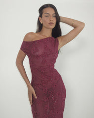 Kaido Midi Dress in Sequin Knit Burgundy
