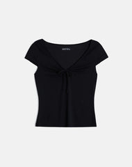 Saiba Cap Sleeve Top in Cupro Black