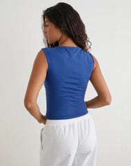 Emberly Plunge Top in Dazzling Blue