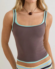 Oslyn Top in Coffee Quartz and Aqua Combination