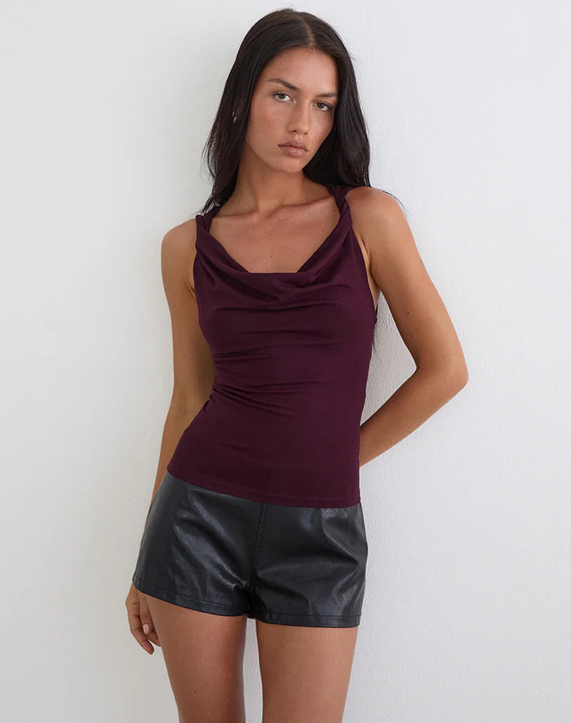 Imrie Open Back Top in Rayon Jersey Redwood
