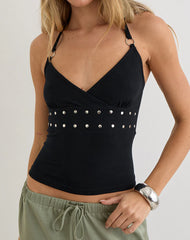 Mayoti Top in Rayon Jersey Black with Studs