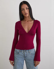 Emesy Long Sleeve Top in Burgundy
