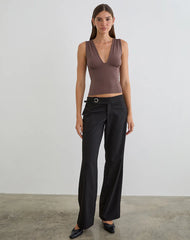 Lynod Plunge Top in Deep Taupe