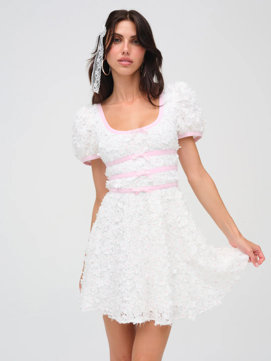 Stacked Blossom Lace Mini Dress