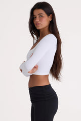 Seamless Soft Rib Cut-Out Crop Top in White