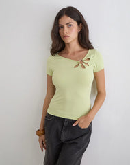 Bunga Flower Cut Out Top in Pistachio