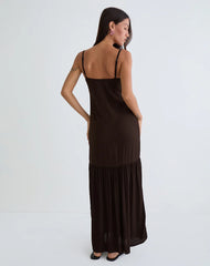 Jenesis Maxi Dress in Crinkle Bitter Chocolate