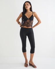 Kaika Plunge Cami Top in Eyelash Lace Black