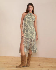 Tanta Midi Dress in Blurred Floral Yellow