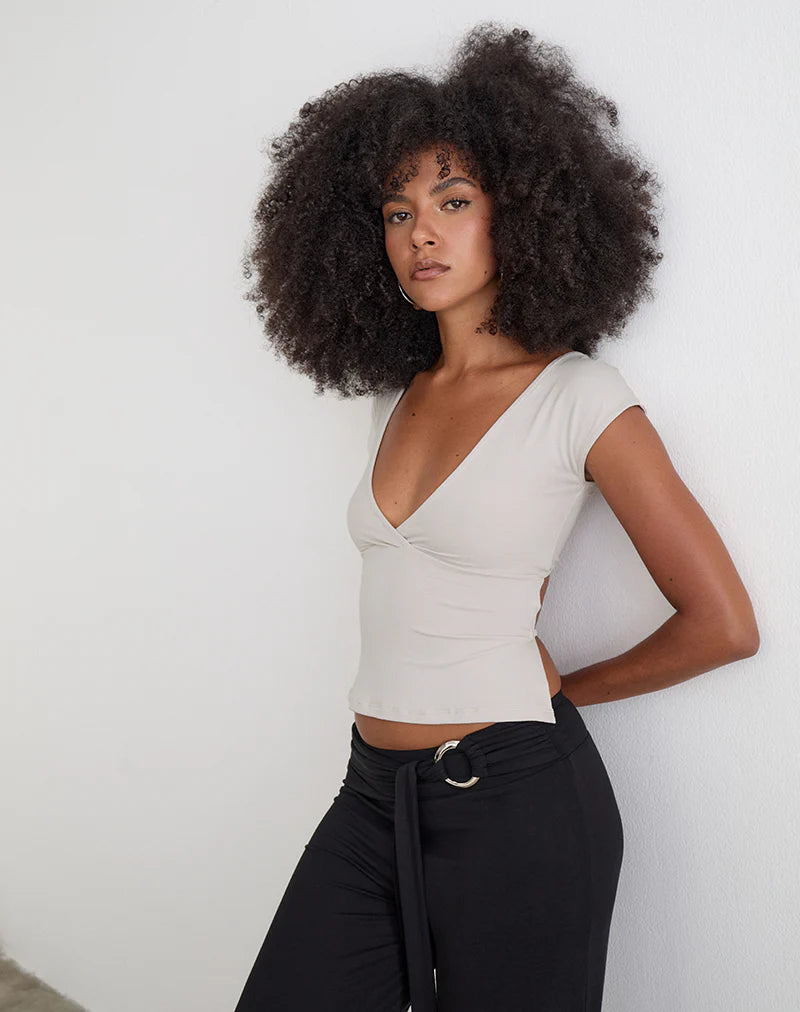 Netan Crossover Top in Cannoli Cream