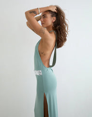 Karuna High Neck Maxi Dress in Aqua Grey